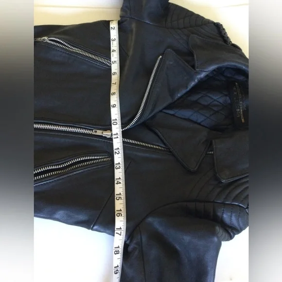 VTG Harley Davidson Leather Moto Jacket Black Motorcycle Cinch Back Women 34 - Picture 12 of 16
